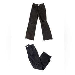 Zara Black Highwaisted Bootcut/Flare Ripped Jeans